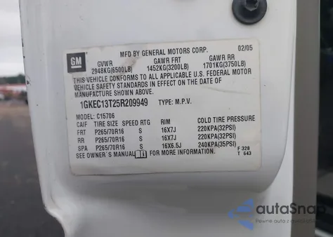 2005 GMC Yukon Slt z USA, uszkodzony, nr VIN 1GKEC13T25R209949